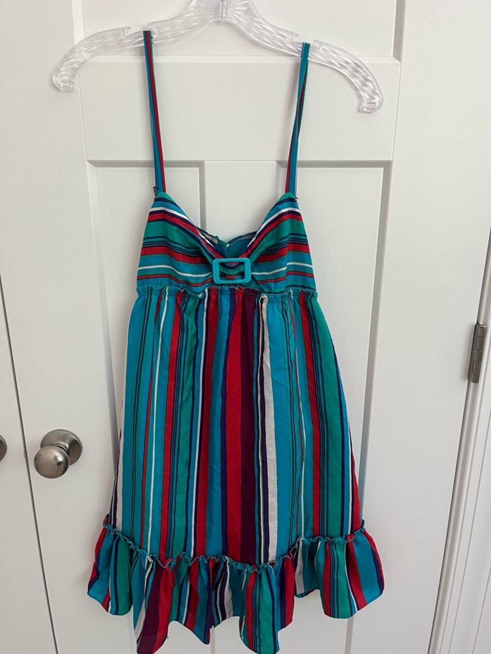 Guess 100% Silk Stripe Sundress Womens Size 3 Y2K Babydoll Vacation Mini Dress